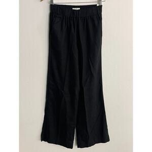 Abercrombie & Fitch XS Pants Black Linen Blend Pockets Elastic Waist Pull On NEW
